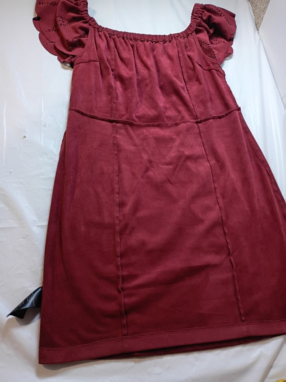 Shyanne One-Shoulder Ruffle Bodycon Dress in Burgundy - Picture 10 of 10